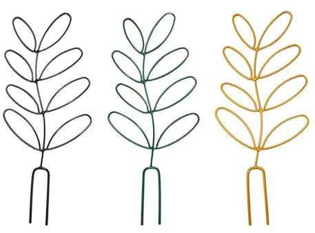 3 pezzi per pianta, traliccio e supporto per pianta da giardino in metallo, accessori per la coltivazione (nero, verde, oro)