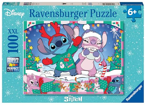 Ravensburger - Puzzles XXL Disney Stitch | Puzzle 6 Anni In Su | Puzzle 100 Pezzi Per Bambini Da 6 Anni In Su | Puzzle Bambini 36 X 49 Cm | Puzzles Ravensburger