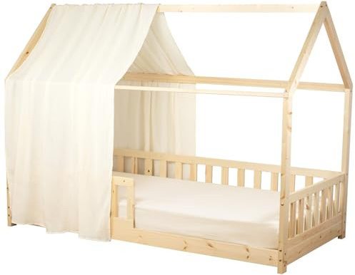 Sevira Kids - Ciel de lit cabane en Gaze de Coton - 130x390 cm Made in France