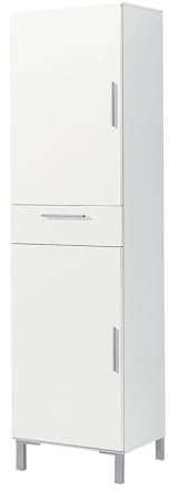 Buyqualia - Armario Auxiliar Multiusos - 2 Puertas y 1 cajón - Blanco - 188x41x35 cm