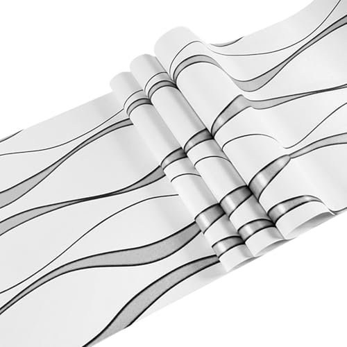 Papel Tapiz, Papel Tapiz Temporal Para Apartamentos - Papel De Contacto Con Brillo Moderno 3D, Ondas Curvas De Rollo De De Pared, No Tejido Extraíble Con Rayas Verticales
