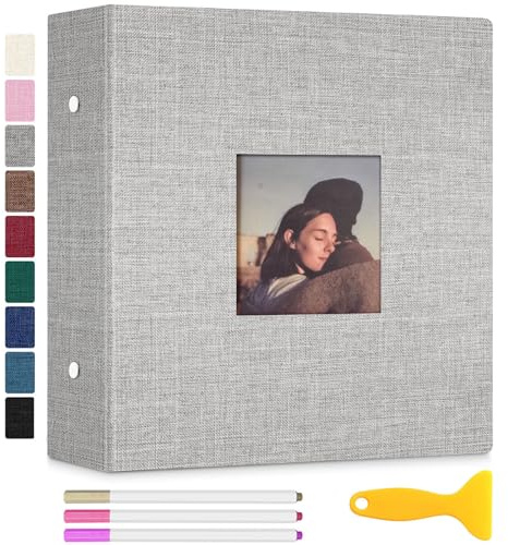 Zesthouse Photo Album Self Adhesive with Picture Display Window, 3-Ring Scrapbook Albums 60 Pages Holds 8x10 5x7 4x6 Photos, DIY Photo Book Ideal Gift for Family Wedding Baby