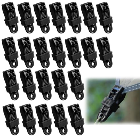 Oiieco Juego de 24 clips de lona para lonas, abrazaderas de fijación fuertes y tensores de tienda de campaña, clips de fijación para camping, clips para toldos, abrazaderas de toldo, accesorios para