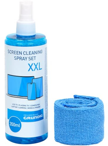 Kit Nettoyant Écran XXL 350ml + Chiffon Microfibre - Spray Nettoyage Universel Anti-Traces pour TV LED, PC, Tablette & Smartphone - Solution Antistatique Grand Format