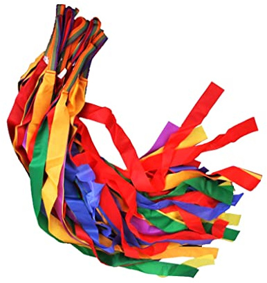 Nuiorfty 12 pz Bambini Tenuto in Mano Nastro da Ballo Arcobaleno Luminoso Streamer Professionale Palestra Twirling Strumenti Nast