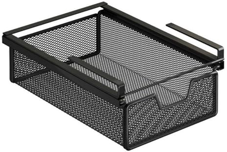 Yajuyi Cestino sotto Mensola Organizer Cassetto Portaoggetti Scorrevole in Acciaio Antiruggine Adatto a Cucina Studio Guardaroba Sala Hobby Armadio, Lunghezza 37 Cm