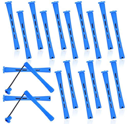 Molain 20 Pcs Perm Rods For Short Hair Small Plastic Hair Perming Rods And Rollers Curling Roller Perm Rod Medium For Long Hairs (Blue, 0.35 Inches)