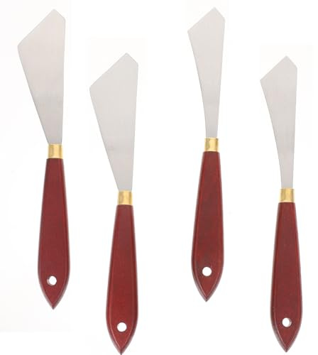 SOLUSTRE Set da 4 Spatole per Pittura Artistica in Acciaio Inox, Raschietti per Miscelare Colori su Tela, Strumenti Pratici per Tecnica Olio e Acrilico, per Lavori Creativi e Artigianato