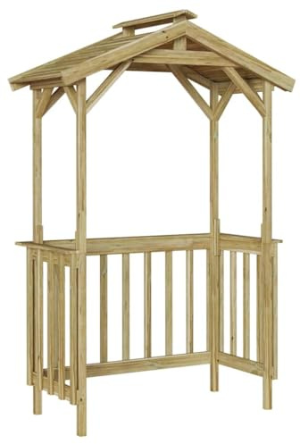 HETFTJN Cabaña para barbacoa, 133,5 x 63 x 200 cm, de madera de pino impregnada, moderno refugio para barbacoa, cenador para barbacoa, resistente a la intemperie, para jardín y terraza