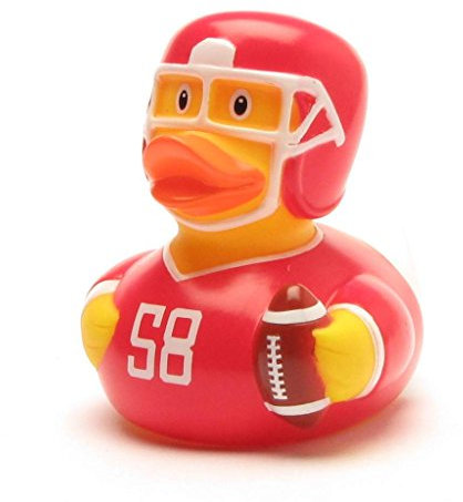 Duckshop I Badeente Football I Quietscheente I L: 7,5 cm - inkl. Quietscheentchen-Schlüsselanhänger im Set I Geschenk für Sportler I Geschenk USA