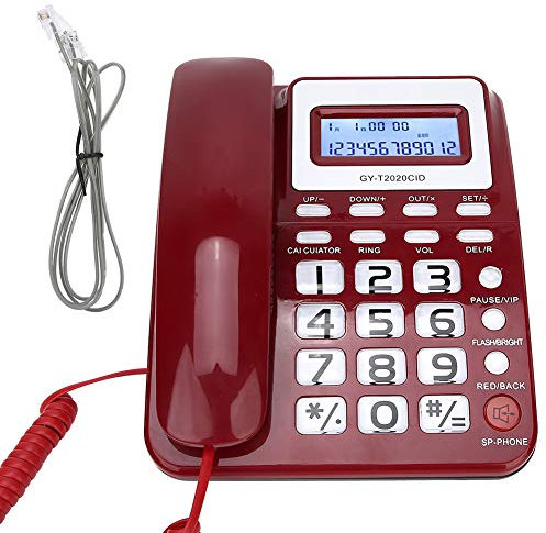 Big Button Corded Phones, Landline Telephone with Loud Sound for Senior, Caller ID Display, Calculater, for Home Office Hotel (Red)