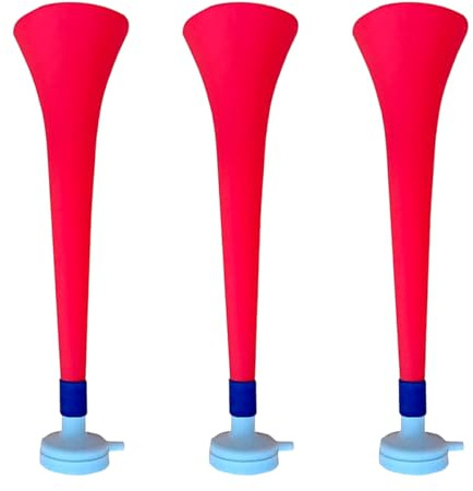 FUN FAN LINE - Pack 3 Vuvuzelas de Plástico Resistente | Trompetas de Animación para Fútbol, Eventos Deportivos y Fiestas | Bocina Ruido Extremo 120 DB | Cotillón para Aficionados (Serbia/Croacia)