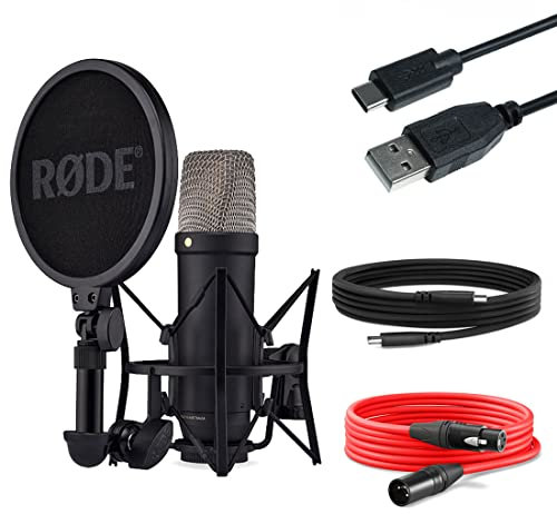 Rode NT1 5th Generation XLR USB Micrófono de estudio Negro + keepdrum cable USB tipo A a tipo C 50cm