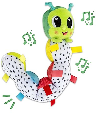 LAMAZE Fidget Caterpillar, Newborn Baby Toy, Bendable Body and Chime, Sensory Toy for Babies, Boys and Girls from 0-6 Months