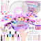 JONRRYIN Nagelstudio Kinder Mädchen, Geschenke für Mädchen Nagellack Set, Nageldesign Kinder Mädchen, Schminkkoffer Mädchen, Nageltrockner Kinder Mädchen für Geburtstag 6 7 8 9 11 12 Jahre (Lila)
