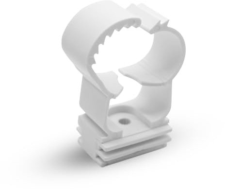 DOJA Barcelona | Abrazaderas Plastico Para Tubos | Pack 50 | Soporte Tuberia 20mm a 25mm | Abrazadera Blanca | Fontaneria Herramientas | Para Organizador Cables, Abrazaderas Plastico, Tubo Agua Gas