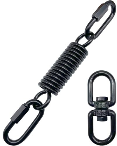 Muelle oscilante de acero, capacidad de carga de hasta 250 kg, suspensión oscilante, silla colgante con 2 mosquetones, muelle para colgar, gancho giratorio de 360° para hamaca colgante hamaca hamaca