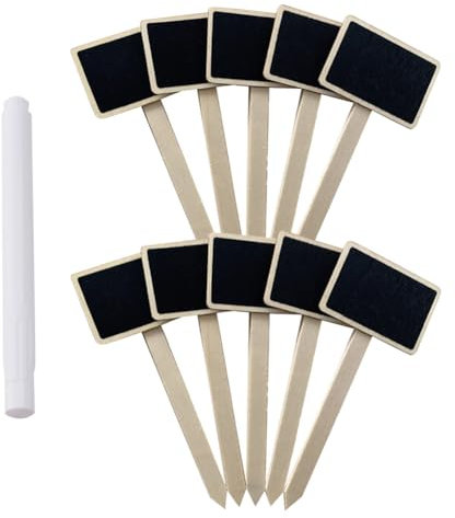 Lot de 20 étiquettes en bois pour plantes de jardin - Tableau noir - Étiquettes pour pots de fleurs - Avec stylo de marquage pour herbes, légumes, fleurs
