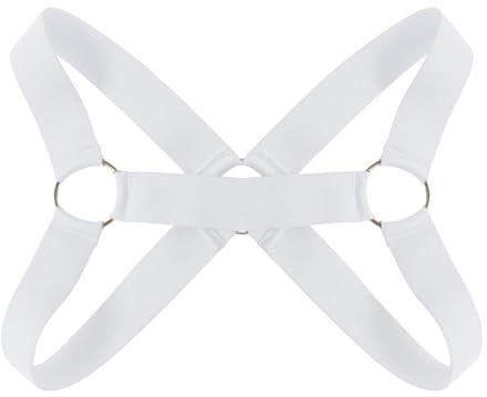 GENEMEN Mens Harness Belt Nylon Elastic Body Chest Shoulder Strap Sexy Halter Club Wear Cosplay Costume (D-White)