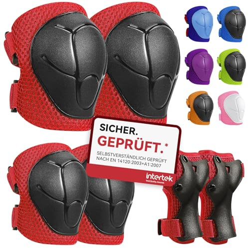 iMoebel Set de 6 Protectores Equipo de Protección para Niños, Rodilleras, Coderas y Muñequeras Ajustables para Patinaje, Patines, Scooter y Skateboard