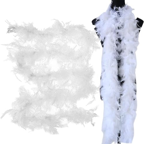 Vit fjäderboa för kvinnor, 2 meter lång fjäderboa för hantverk fjäder boa flicka maskeradkläder tillbehör karneval, flerfärgad fjäder boas dans bröllop