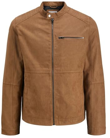 JACK & JONES Men's Jjedylan Biker Jacket Noos, Cognac, L
