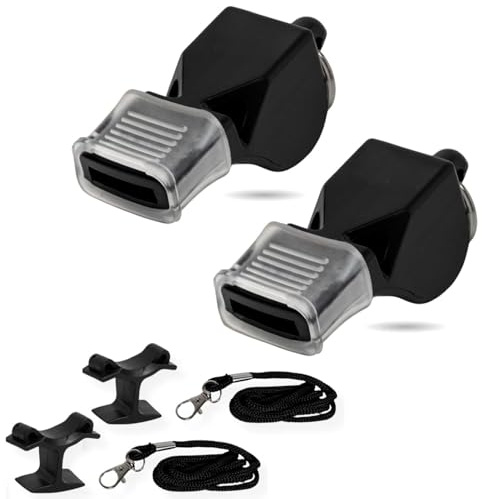 Maban Silbato Arbitro Profesional. Pack 2 Silbatos + 2 Agarres con Cuerda | para Entrenador Futbol y Baloncesto | Deportivo | Regalos Originales
