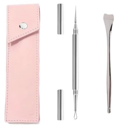 Kit profesional de herramientas para eliminar puntos negros, extractor de comedones y raspador de piel con funda, tratamiento de acné de acero inoxidable para cara, nariz y barbilla, aprobado por