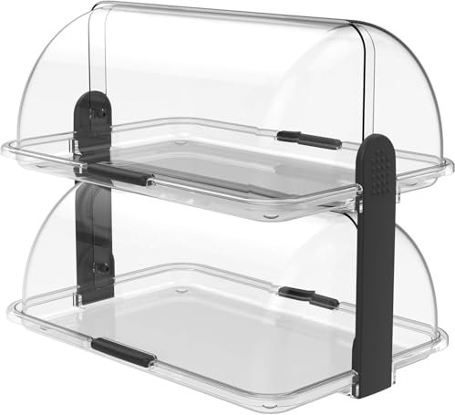 Vetrinetta Doppio Ripiano da Banco Trasparente BPA Free 46x31 h40 vetrina Contenitore Espositore per Alimenti Plastica Atossica per Hotel e Ristoranti Doppio Livello
