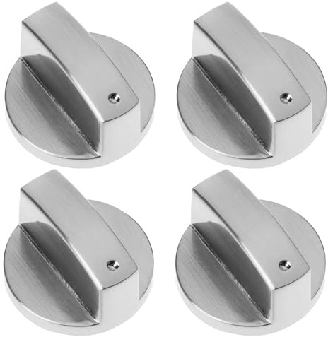 Nurhore 4Pcs Durable Metal Switch Control Stove Adaptors Knobs, 6mm Silver Gas Hob Knobs Control Locks, Universal Cookerknob, Cooker Contro-l Switch Replacement for Kitchen Cooktop Stove Oven Gas Hob