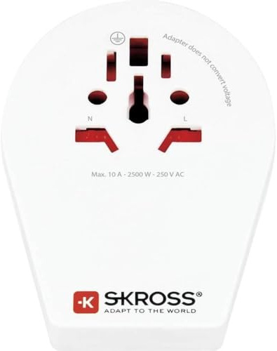 SKROSS Universell adapter från World till Kina, Brasilien, Italien, kompakt reseadapter