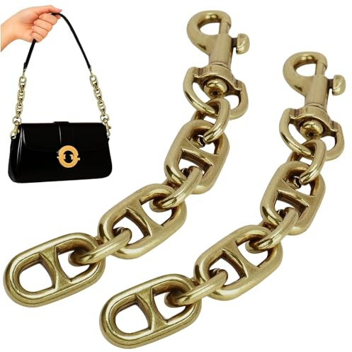 2 Piezas Extensor de Cadena para Bolso, Aleacion Metal Oro Vintage 12 cm con Mosquetones Giratorios, Extension de Correa para Bandolera y Bolso de Hombro, Accesorio Reemplazo