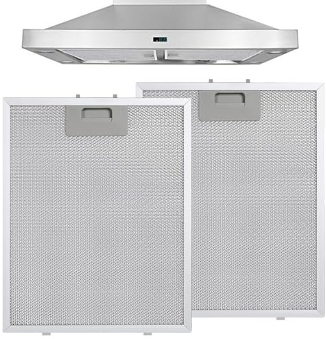 2 filtros de metal para campanas extractoras, 320 x 260 x 9 mm, filtro de aluminio para campana extractora, paquete de repuesto con 5 capas de tejido de filtro, para la cocina