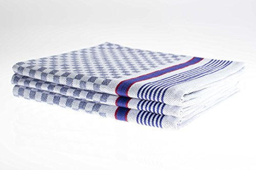 Castejo CA052 10er Pack Grubentuch aus 100% Baumwolle ca. 45x90cm, blau/kariert, Trockentücher, Geschirrtücher