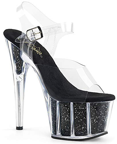 Pleaser ADORE-708G CLR/Blk Glitter Inserts UK 6 (EU 39)