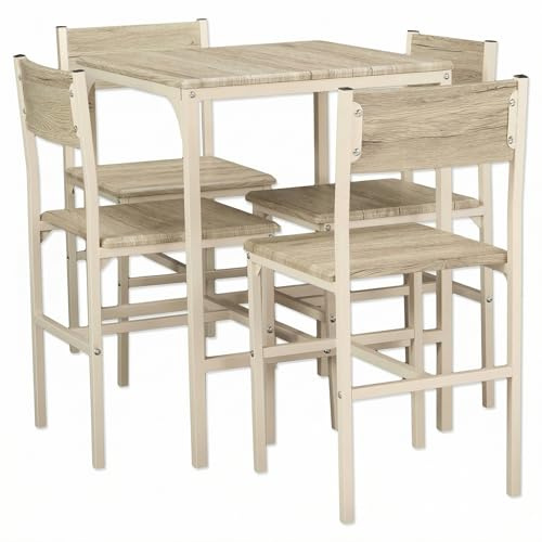 YELLOO Mod. PORTOFINO Set Mesa Bar con 4 sillas Beige Cocina Meubles