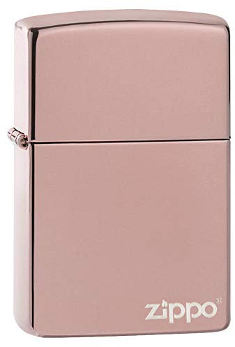 Zippo Sturmfeuerzeug - Logo, High Polish Rose Gold, Base Model, Laser Engrave - Nachfüllbar - Wiederverwendbar - Windfestes Design - Geschenkbox - Made in USA