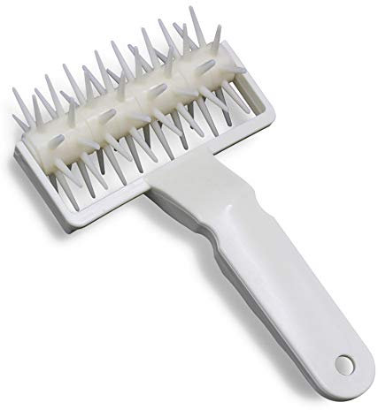 VOANZO Pizza Needle Spiked Roller Tool Wheels Rolling Pastry Cutter Cake Bread Punch Machine Plastic DIY Baking Handle (white)