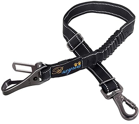 Cintura di Sicurezza per Cani, Guinzaglio Auto Per Cani con Ammortizzazione Elastica e Forte Moschettone, Regolabile in Nylon Riflettente. Per tutti di cani di taglie medio grandi.