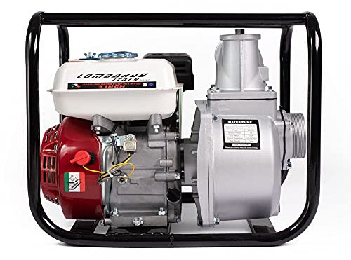 AMC Motopompa a scoppio autoadescante con motore a benzina 4 tempi (60.000 l/h 6,5 CV,30m Altezza massima di aspirazione dell'acqua 7m per giardinaggio ed irrigazione,con attacco 3 pollici)