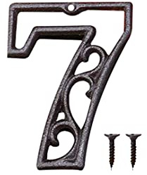 Zayookey Métal Numéro de Maison en Fonte extérieur Moderne House Numbers Metal Sign Numéro de Porte Style rétro Numéro D'adresse Pour café, Bar, Restaurant (Numéro 7)