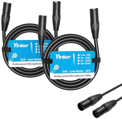 Yinker 2 piezas cable XLR Male-Male 1,5 m cable micrófono XLR 3 polos macho-macho 2 piezas para equipos de audio y sonido 1,5 m