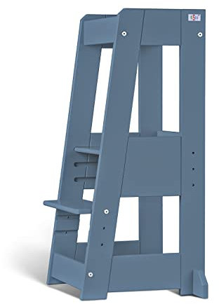 tiSsi Lernturm Felix, Entdeckerturm Montessori mitwachsend Buche Taubenblau