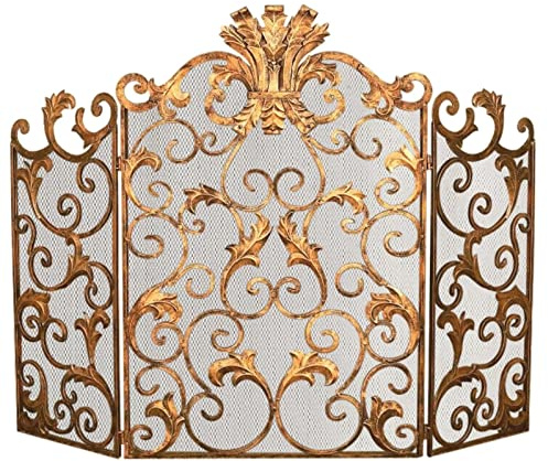 FLBT Kaminschutzgitter Verzierte goldene Akanthusblattrolle Kaminschutzgitter Kaminschutzgitter Kaminschutzgitter Kaminschutzgitter Flache Kaminschutzgitter Dekorativ Needed