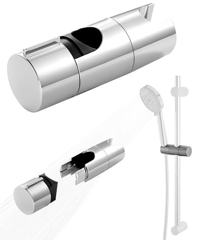 Duschbrause Halterung, Duschkopfhalter für Gleitstange Verstellbar 19-25 mm, Duschhalterung Ohne Bohren Handbrause Halter für Gleitstange drehbar Brausehalter Duschkopfhalterung für duschstange