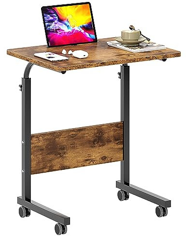 SogesHome Tavolino regolabile regolabile con ruote scrivania per computer portatile con slot per tablet e mobile letto, divano, lettura e telelavoro 60 x 40 cm