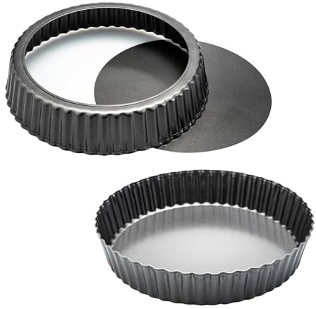 11 x 2 Inches Deep Dish Tart Pan Set of 2, Nonstick Tall Tart Quiche Pan, Carbon Steel Deep-dish Pie Pan with Removable Loose Bottom for Baking Thanksgiving Christmas