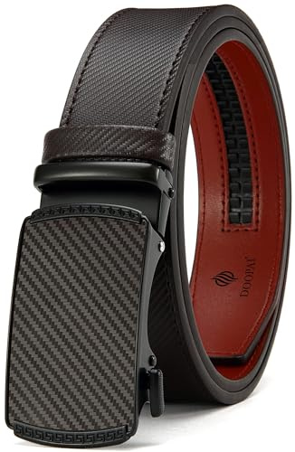 DOOPAI Leather Ratchet Belts for Men Automatic Belts Men Slide Buckle 35mm | Easier Slide Adjustable Belts with gift box