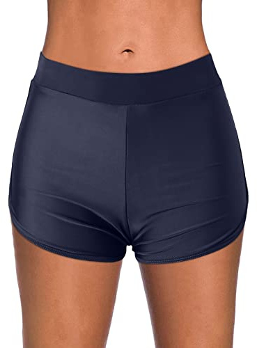 Costume da bagno da donna, costume da bagno da bikini, pantaloncini corti, da spiaggia, per sport acquatici, per il controllo della pancia, ad asciugatura rapida, Blu, M