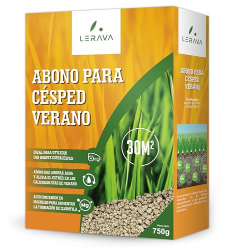 LERAVA ÉTÉ engrais gazon ete - engrais azoté à faible consommation d'eau et sans stress pour les chaudes journées d'été - Idéal pour les tondeuses robotisées - 30m²